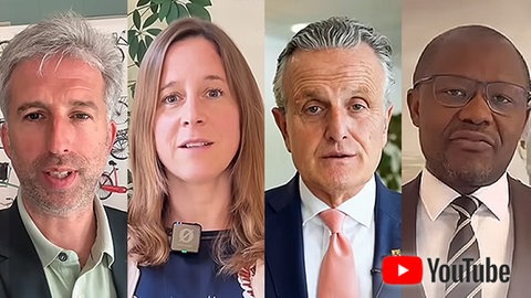 OB Gabriele Zull (parteilos) aus Fellbach, Boris Palmer (parteilos) aus Tübingen, Monika Müller (SPD) aus Rastatt, Frank Nopper (CDU) aus Stuttgart und Joy Alemazung (CDU) aus Heubach treten in dem Video auf.