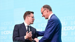 CDU-Landesvorsitzender Manuel Hagel mit Bundeskanzler Friedrich Merz