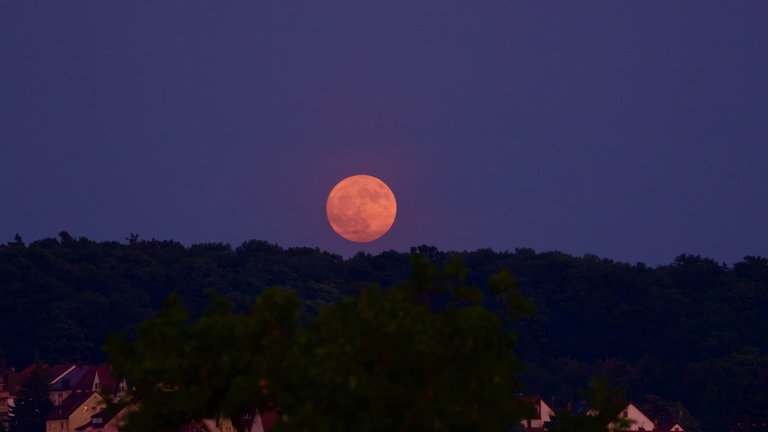 Der "Erdbeermond" in Stuttgart. 