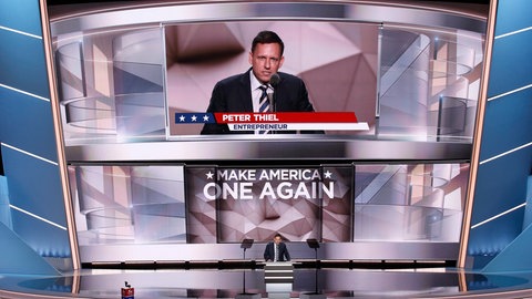 Der umstrittene Investor und Demokratie-Gegner Peter Thiel hält 2016 eine Rede bei der Republican National Convention in Ohio. 