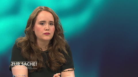 Die Grünen-Politikerin Ricarda Lang bei der SWR-Sendung "Zur Sache! Baden-Württemberg". Sie fordert, das Thema Rente in einem Bürgerrat zu diskutieren.