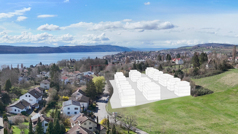 Visualisierung eines Bauprojekts in einem Park in Überlingen am Bodensee: In diesem Park sollen Wohnungen entstehen - eine Bürgerinitiative wehrt sich dagegen