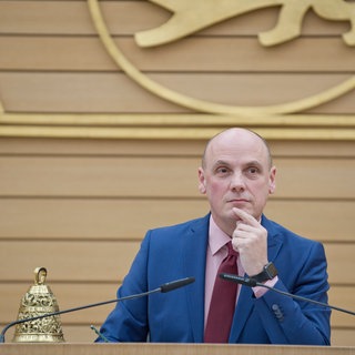 Daniel Born am Rednerpult im Landtag