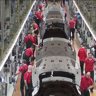 Porsche Autos in der Produktion