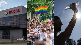 Das Bosch-Gebäude in Reutlingen, CSD in Stuttgart und ein Mann mit Wasserflasche
