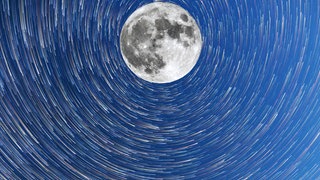Der Vollmond überstrahlt die Perseiden - nur die hellsten Sterne und Sternschnuppen sind dann zu sehen. Foto zeigt Sternbewegungen als Langzeitaufnahme.