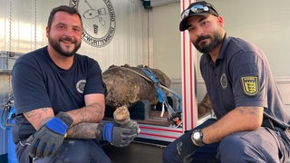 Die Fliegerbombe nach der erfolgreichen Entschärfung.