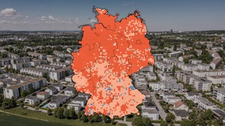 Luftaufnahme einer modernen Wohnsiedlung in Ludwigsburg