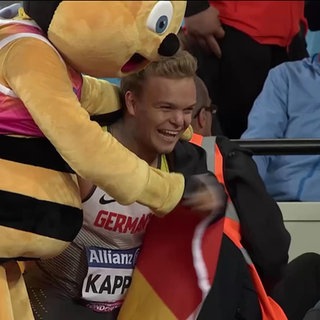 Kugelstoßer Niko Kappel jubelt