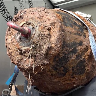 Eine entschärfte Fliegerbombe aus Rastatt