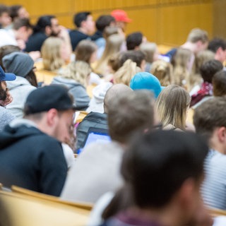 Studierende sitzen in einem Hörsaal in einer Vorlesung (Symbolbild).