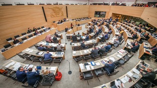 Politiker folgen im Plenarsaal einer Sitzung des Landtags (Symbolbild).