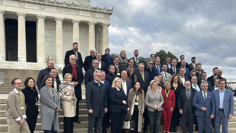 Delegationsreise in die USA: Wirtschaftsministerin Hoffmeister-Kraut und ihre Delegation stehen in Washington.