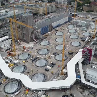 Die Baustelle von Stuttgart-21 aus der Luft