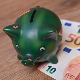 Ein Sparschwein steht auf einem Tisch neben Eurobanknoten. Faste alle Kommunen in Baden-Württemberg müssen sparen.