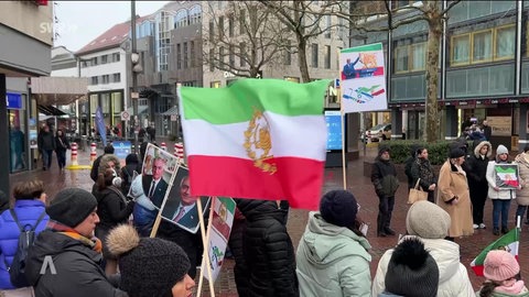 Demonstranten mit Flaggen in Ulm