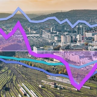 Überblick auf den Hauptbahnhof Stuttgart und Teile der Stadt