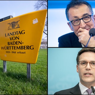 Eine Collage zeigt Cem Özdemir, Manuel Hagel und den Landtag von Baden-Württemberg. Nach der Wahl ist eine Debatte um den Wahlsieger ausgebrochen. Der Vorschlag wurde laut, das Amt des Ministerpräsidenten nach der Hälfte der Amtsperiode zu wechseln.