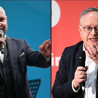 Der eine begrüßt eine Zusammenarbeit, der andere nicht: AfD-Co-Landesvorsitzer Frohnmaier und SPD-Spitzenkandidat Stoch