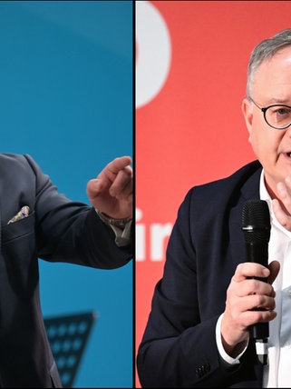 Der eine begrüßt eine Zusammenarbeit, der andere nicht: AfD-Co-Landesvorsitzer Frohnmaier und SPD-Spitzenkandidat Stoch