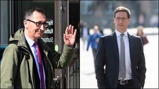 Cem Özdemir und Manuel Hagel gehen in Stuttgart spazieren. Der Grünen-Politiker und der CDU-Landeschef sind Teil der Sondierungsgespräche zwischen beiden Parteien, um auszuloten, ob Koalitionsgespräche in Baden-Württemberg aufgenommen werden.