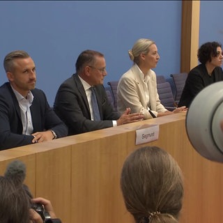 Politiker der AfD bei einer Pressekonferenz