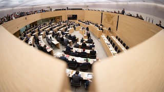 Der Plenarsaal des baden-württembergischen Landtags - bei der Landtagswahl wird bald ein neuer Landtag gewählt (Archivbild).