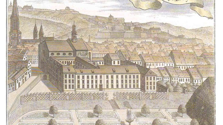 Kupferstich von Freiburgs Altstadt.