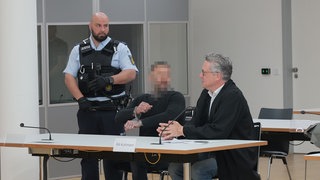 Angeklagter der Hells Angels vor Gericht, Landgericht Waldshut-Tiengen.