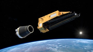 Ein Satellit der europäischen Weltraumorganisation ESA kreist um die Erde.