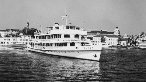 Ein historisches Foto zeigt die "MS Baden". 