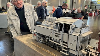 Ein Mann betrachtet auf der Messe "Faszination Modellbau" in Friedrichshafen ein Modell. Die Messe hat am Freitag begonnen.
