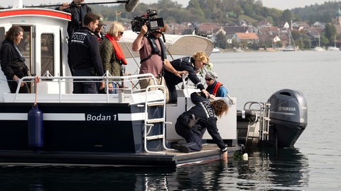 Das Produktionsteam der Serie "WaPo Bodensee" dreht auf dem Bodensee. Die Krimiserie steuert auf ein Jubiläum zu: Die 100. Folge wird Ende 2025 ausgestrahlt. 