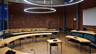 Der leere Saal im Landgericht Konstanz