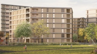 So sollen die Gebäude mal aussehen: Die WOBAK Konstanz will in ihnen bis 2029 insgesamt knapp 200 Wohnungen zur Verfügung stellen.