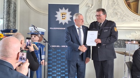 Staatssekretär Thomas Blenke und Polizeipräsident Uwe Stürmer.