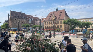 Der Marktplatz und das Rathaus in Heilbronn