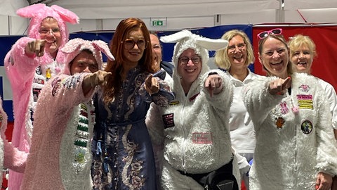 Andrea Berg bei der Blutspendeaktion in Tripsdrill 2024.