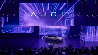 Der Audi E5 Sportback wird während der Mediennacht des Volkswagen Konzerns im Vorfeld der Auto Show vorgestellt. Das Auto ist das erste Modell der neuen Schwestermarke AUDI.