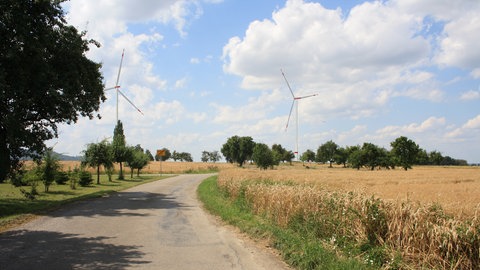 Visualisierung der Windräder im Kreis Schwäbisch Hall: Bei Untermünkheim-Übrigshausen plant Würth zwei Windkraftanlagen.