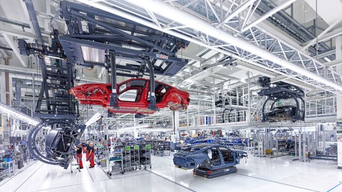Produktion e-tron GT, Audi Neckarsulm. Das E-Auto wird am Heilbronner Standort in den Böllinger Höfen gefertigt. Noch ist kein Chipmangel zu spüren.