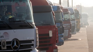 Mehrere Lkw auf einem Rastplatz (Symbol): Auf dem Parkplat Bronnholzheim bei Satteldorf auf der A6 kommt es immer wieder zu Spritdiebstählen.