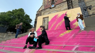 Proben auf der Treppe Freilichtspiele Schwäbisch Hall
