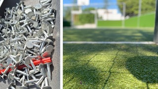 Auf einem Fußballplatz in Untereisesheim wurden Stahlnägel verteilt. 