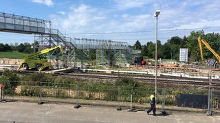 Baustelle nach Tunnelhavarie auf Rheintalstrecke bei Rastatt
