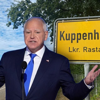 Bildmontage: Tim Walz vor dem Ortsschild von Kuppenheim