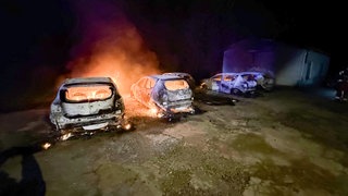 In Bruchsal haben am Sonntagabend fünf Autos gebrannt