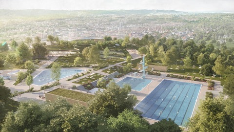 Animation des neuen Schwimmbads in Pforzheim
