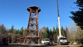 Der Aussichtsturm "Hohe Warte" in Pforzheim wurde abgebaut.
