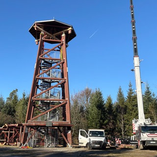 Der Aussichtsturm "Hohe Warte" in Pforzheim wurde abgebaut.